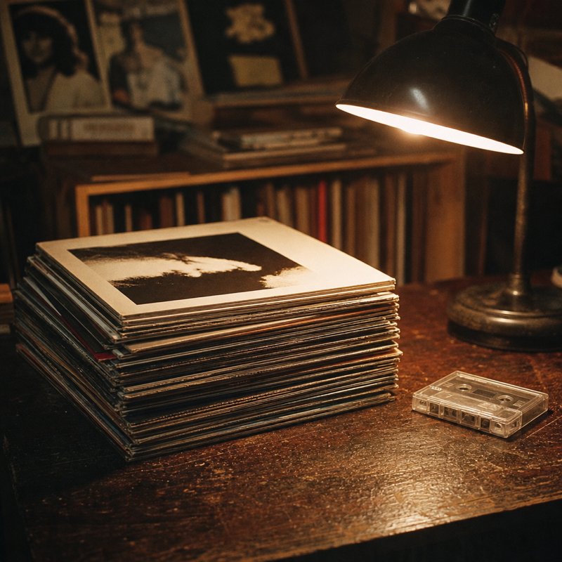 Stack of vinyl records